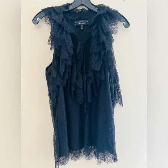 Black Lace Sleeveless Top Robert Rodriguez size 8 - Picture 3 of 6